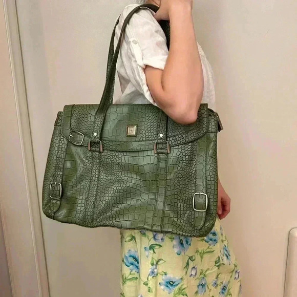 DIANE VON FURSTENBURG Vintage briefcase laptop bag leather embossed purse - Picture 2 of 12